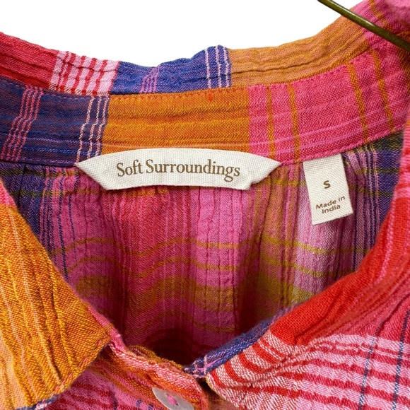 SOFT SURROUNDINGS Sansonne Shirt Top Multicolor Plaid - Picture 6 of 7